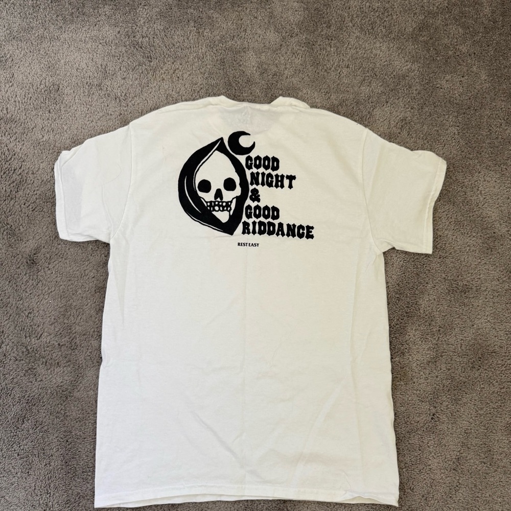 Rest easy co goodnight and good riddance grim reaper graphic tee